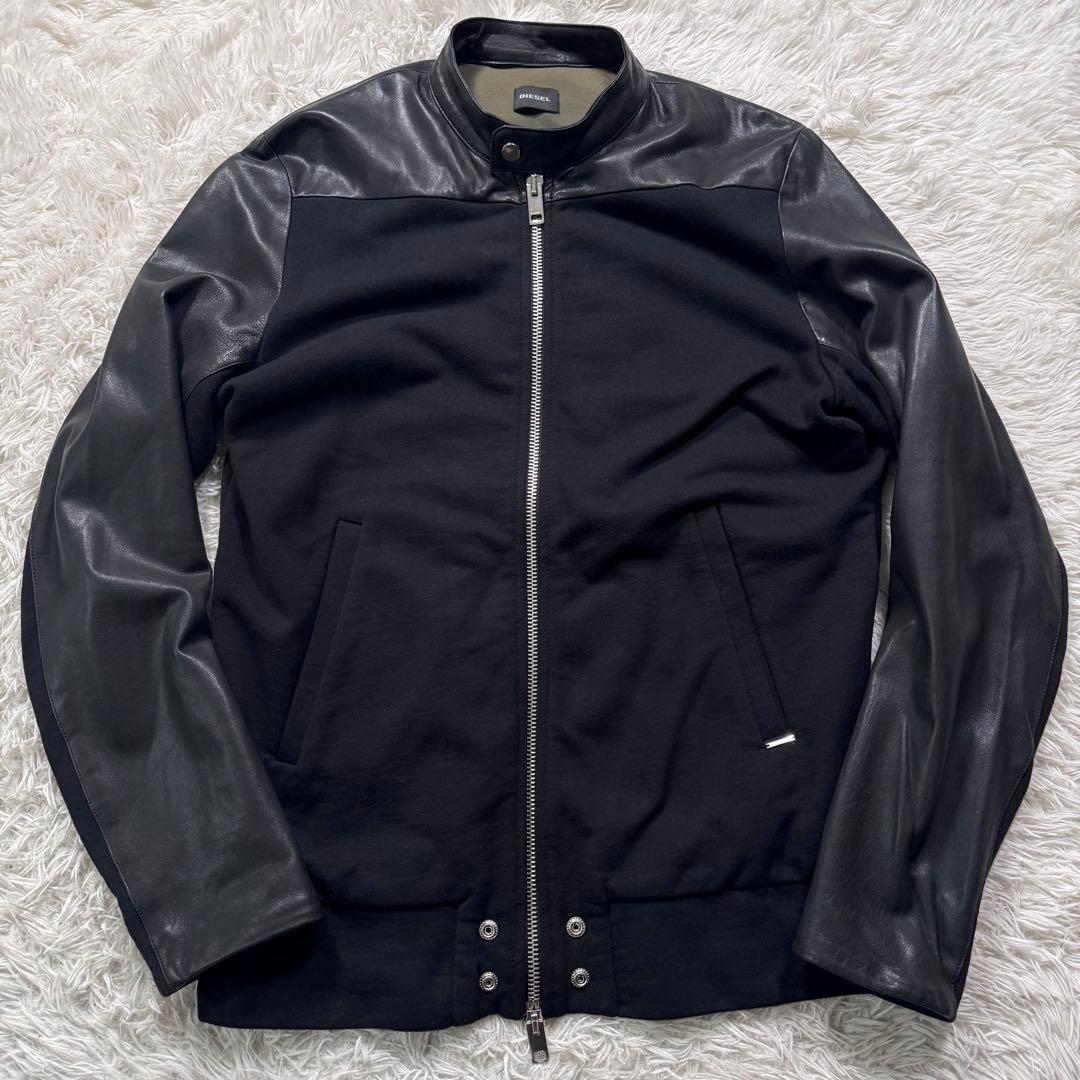 バ*ー様 美品/希少✨DIESEL ライダースジャケット　羊革　切替え　ダブルジ