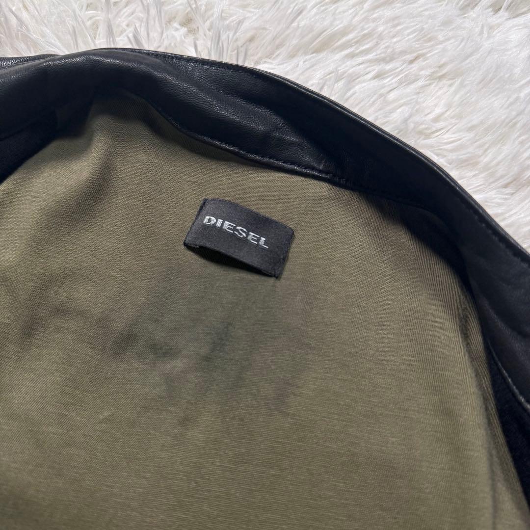 バ*ー様 美品/希少✨DIESEL ライダースジャケット　羊革　切替え　ダブルジ