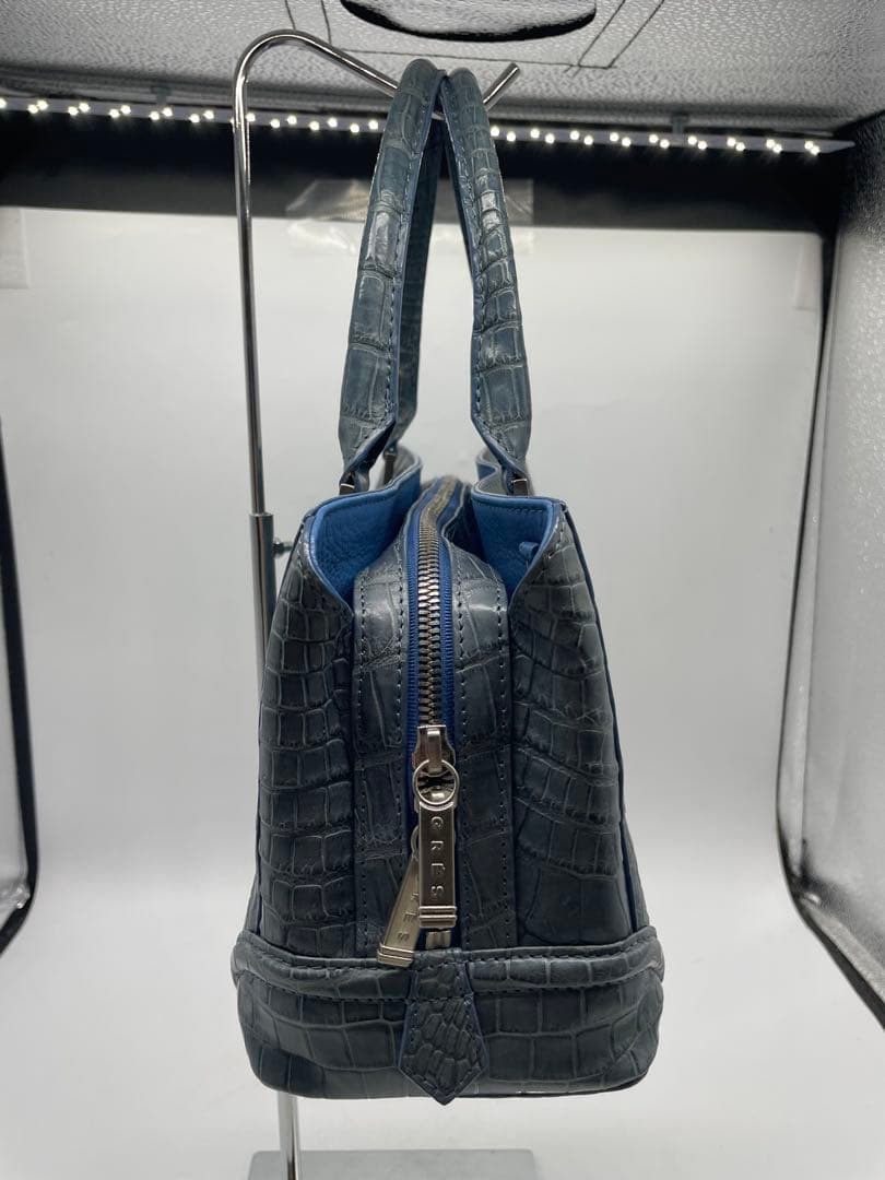 GRES グレ クロコダイル ハンドバッグ ブルー系