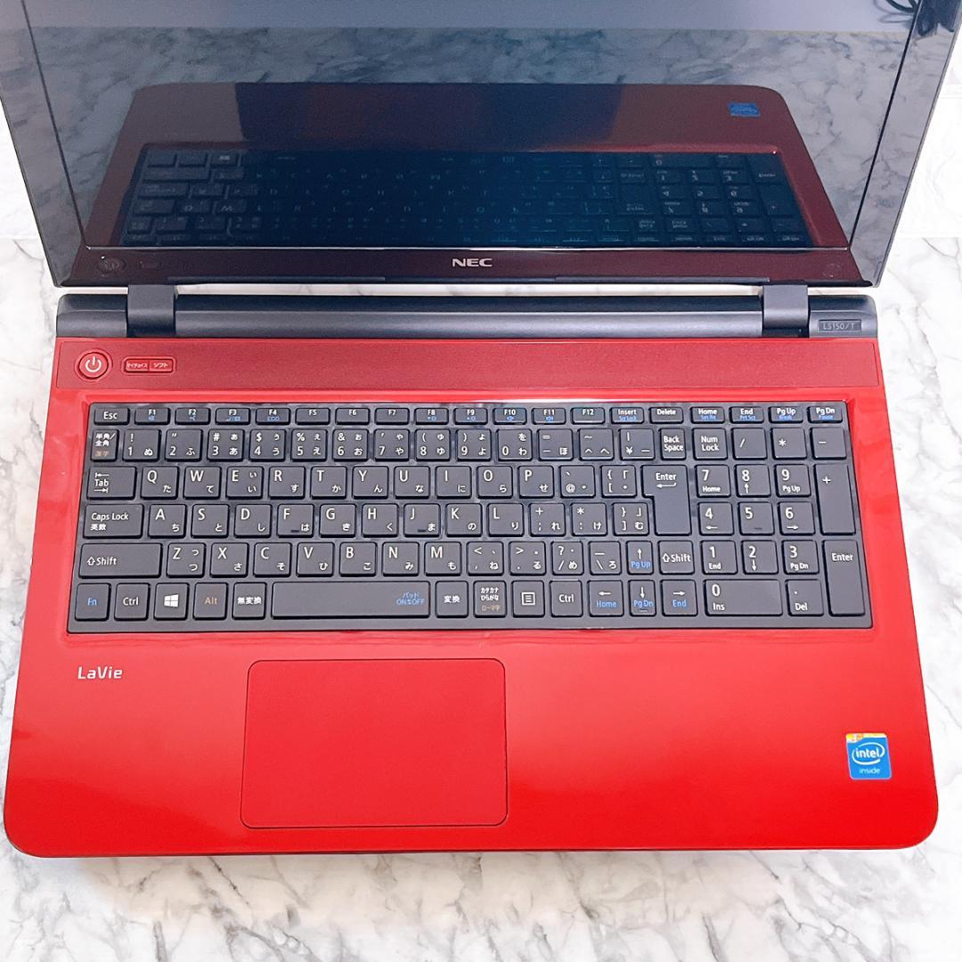 美品✨Windows11✨爆速SSDお洒落ノートパソコン赤✨カメラ薄型・オフィス