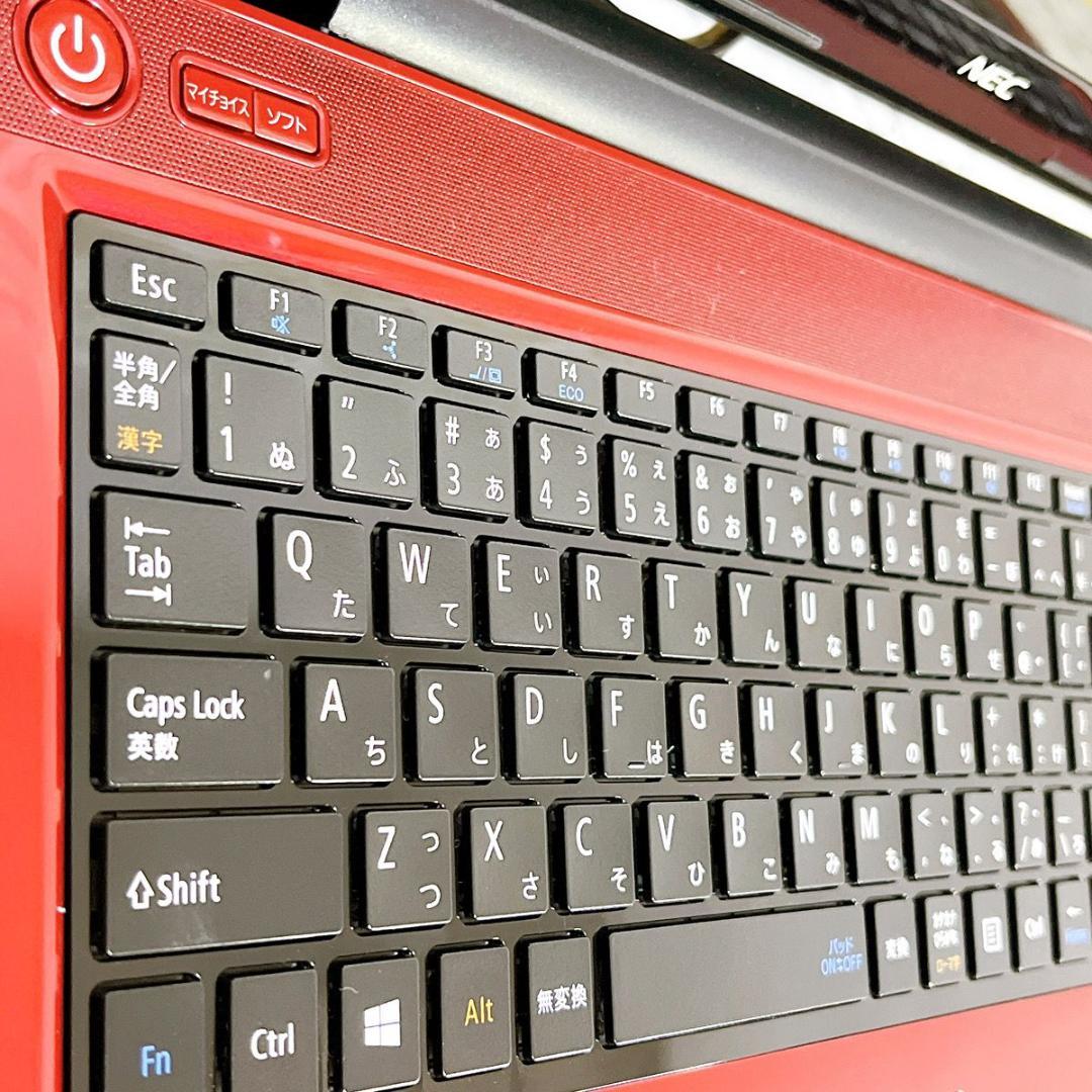 美品✨Windows11✨爆速SSDお洒落ノートパソコン赤✨カメラ薄型・オフィス