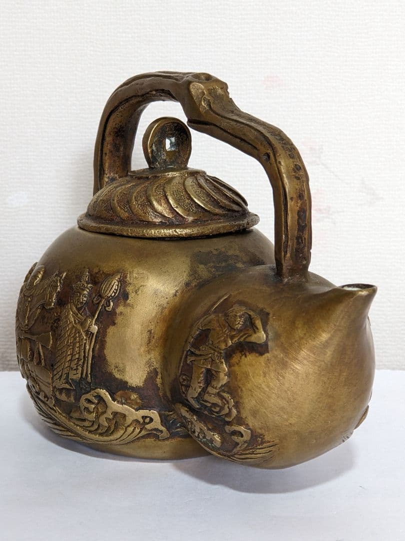 ⭐中国古玩古美術 西遊記絵巻 銅製 瓢型 酒注 アンティーク 骨董品コレクション