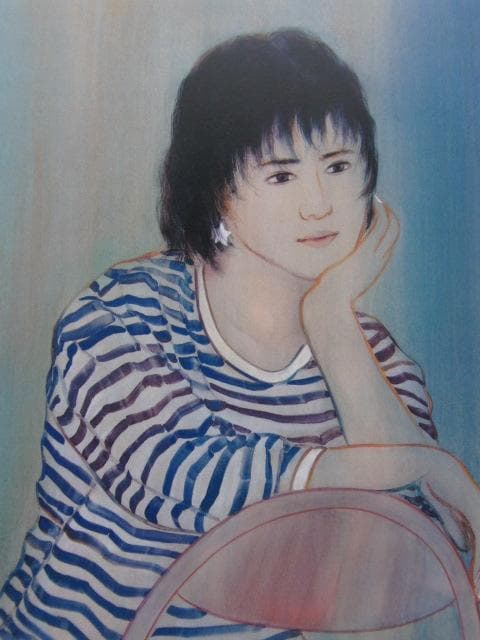 高野晴生、【M子像】、希少な額装用画集画、新品高級額 額装付、状態良好