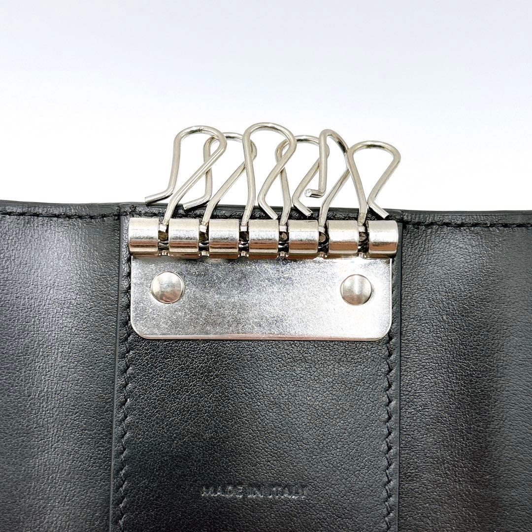 極美品＊ CELINE セリーヌ クロコ型押し レザー 6連キーケース ブラック