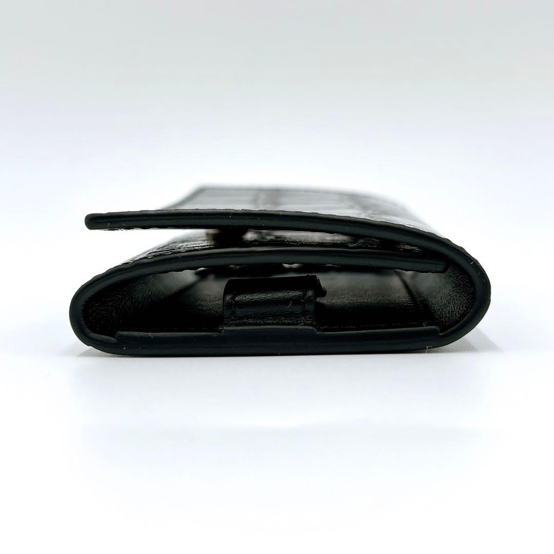 極美品＊ CELINE セリーヌ クロコ型押し レザー 6連キーケース ブラック