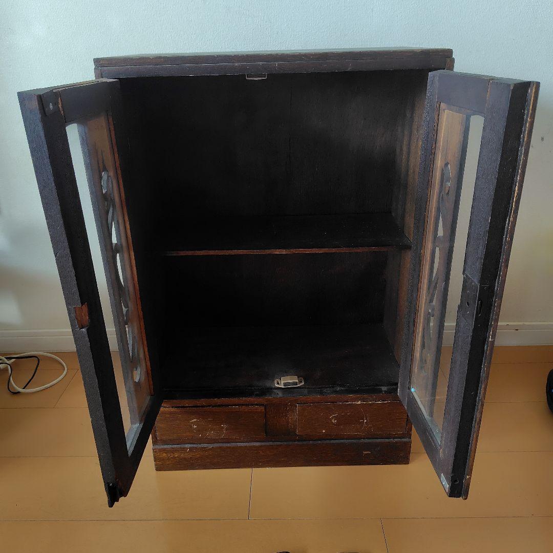 木製キャビネット ダークブラウン 2引き出し