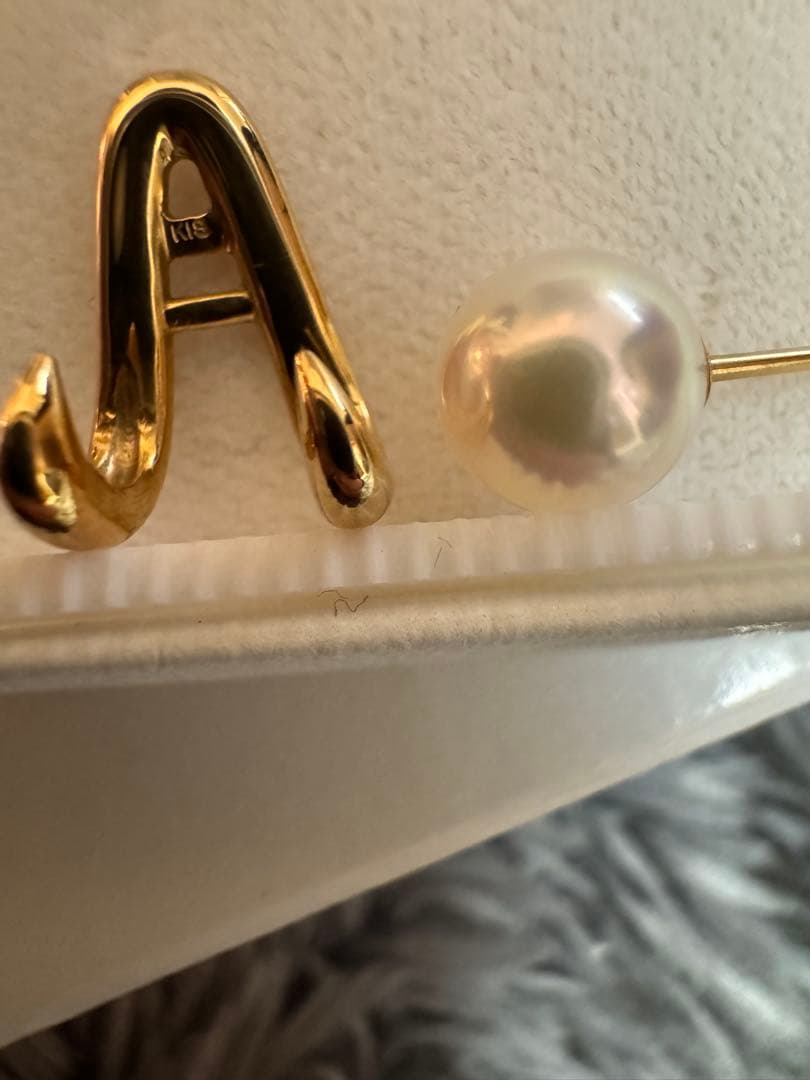 試着のみ！あこやパールピアス あこや真珠 花珠 K18 18金