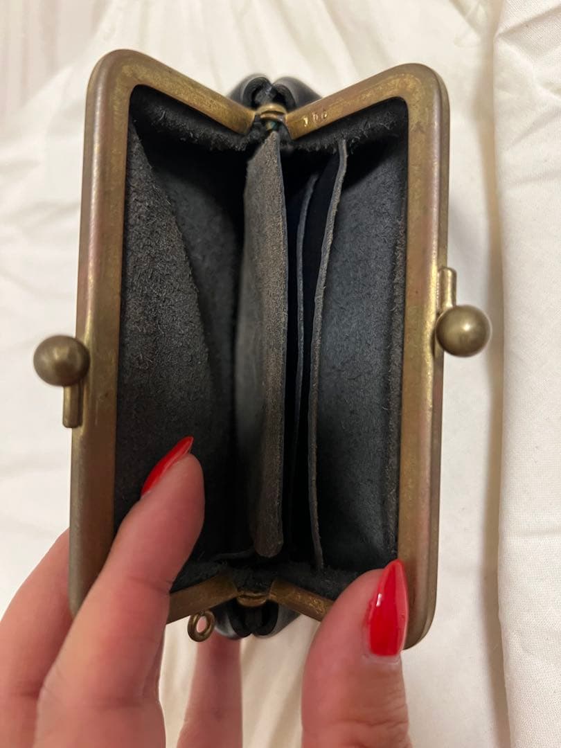 お値下げ　N25 黒のレザーがま口財布