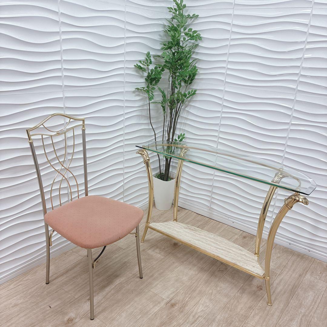 ◇大阪府 神戸市 配達無料！◇イタリア製ガラステーブル◇スペイン製アイアンチェア