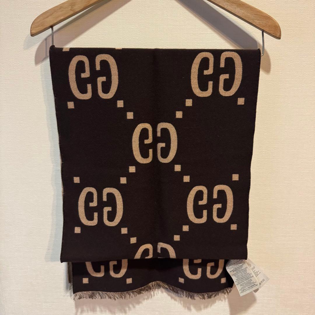 GUCCI マフラー ベージュ ブラウン 35x190 cm