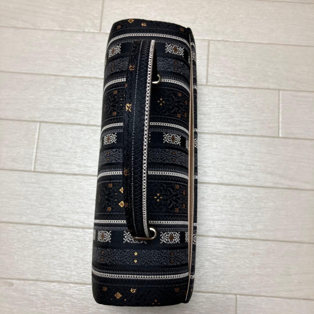 《美品・箱付き》草履バッグセット　黒　金糸　刺繍　大きめバッグ