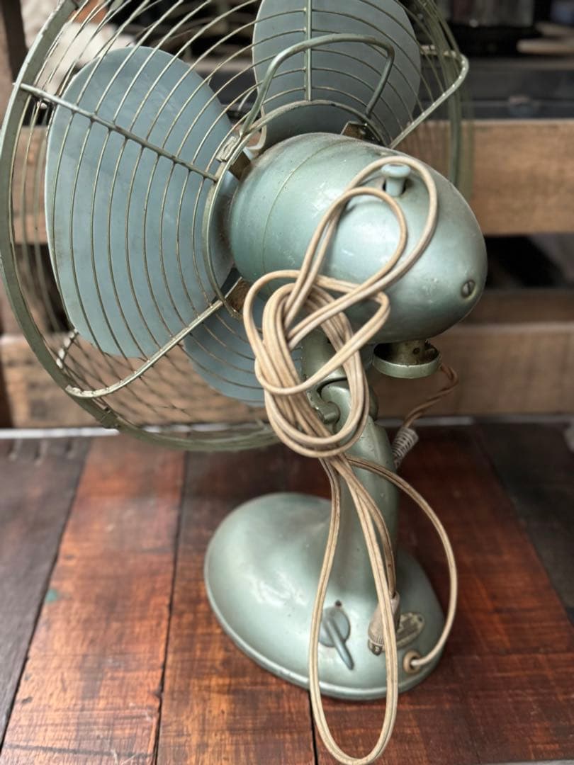 三菱 鉄製 扇風機 アンティーク 箱付き レトロ ビンテージ インテリア 76