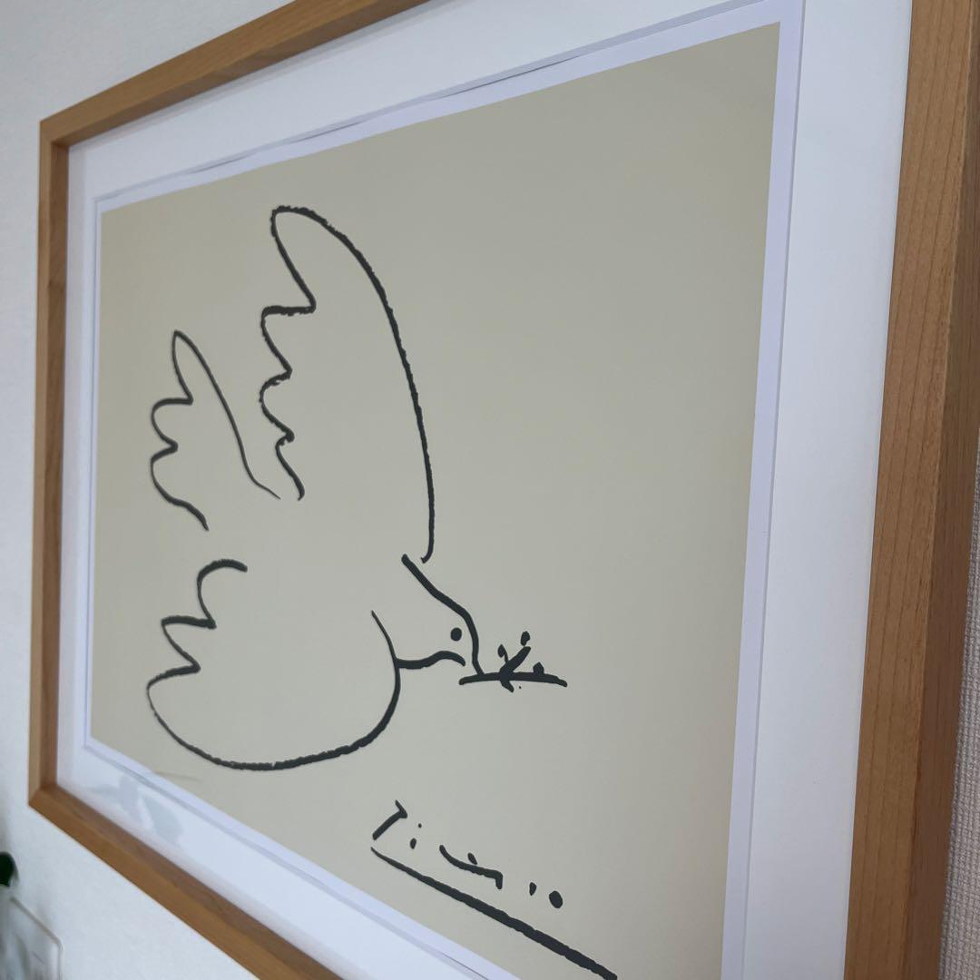 パブロ・ピカソ アートフレーム ハト 複製画 絵　木枠　71×55センチ