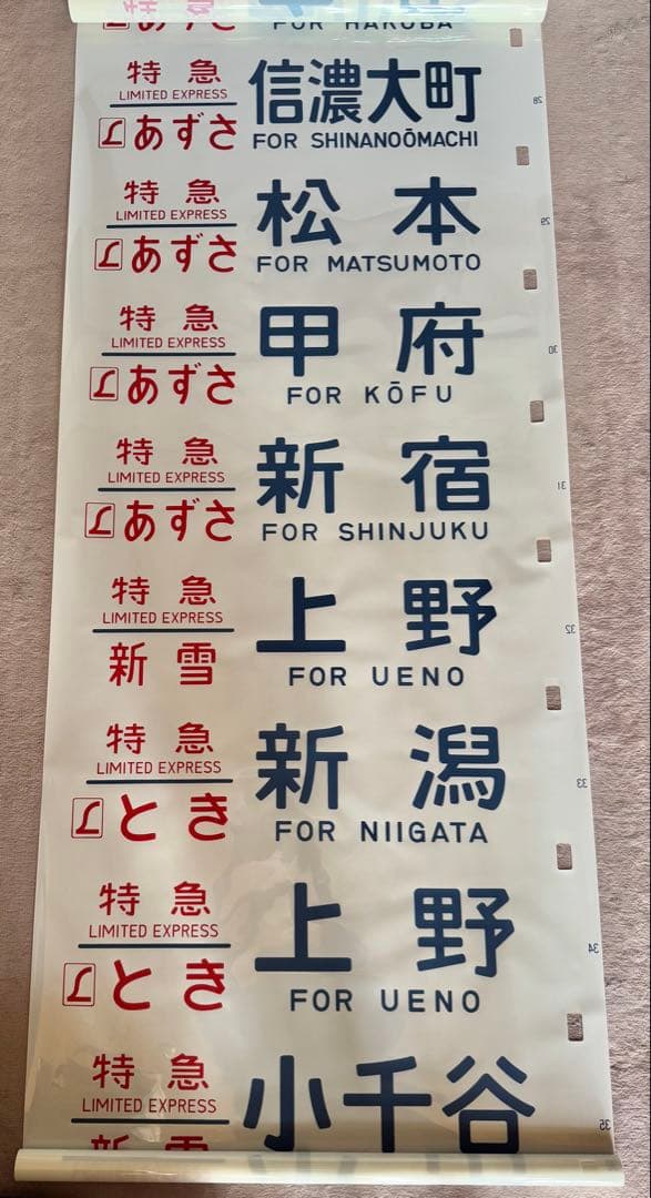 JR東日本（←日本国有鉄道）183系側面方向幕70コマタイプ