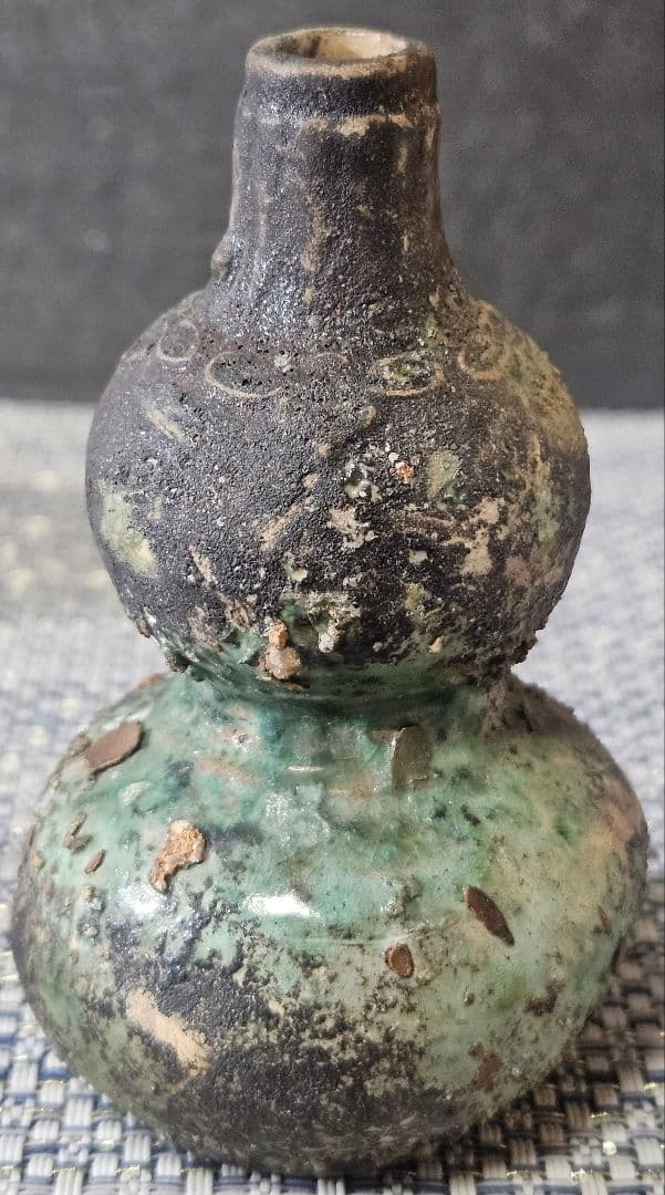 古代中国〜中国南方古陶磁器　中国古美術　漢時代　漢緑釉　瓢形小壺　鼻煙壺　古代壺