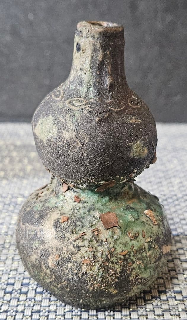 古代中国〜中国南方古陶磁器　中国古美術　漢時代　漢緑釉　瓢形小壺　鼻煙壺　古代壺