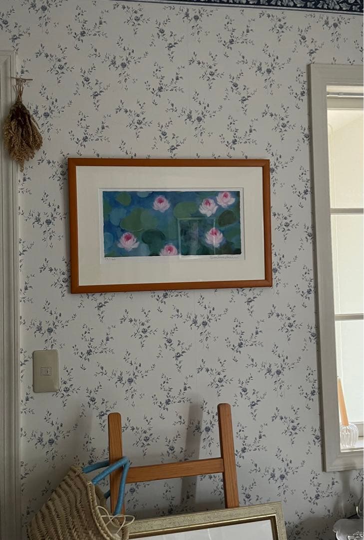 40×62版画　ジニー・キム　睡蓮　限定ジクレー　サイン、ED、証明書 額装