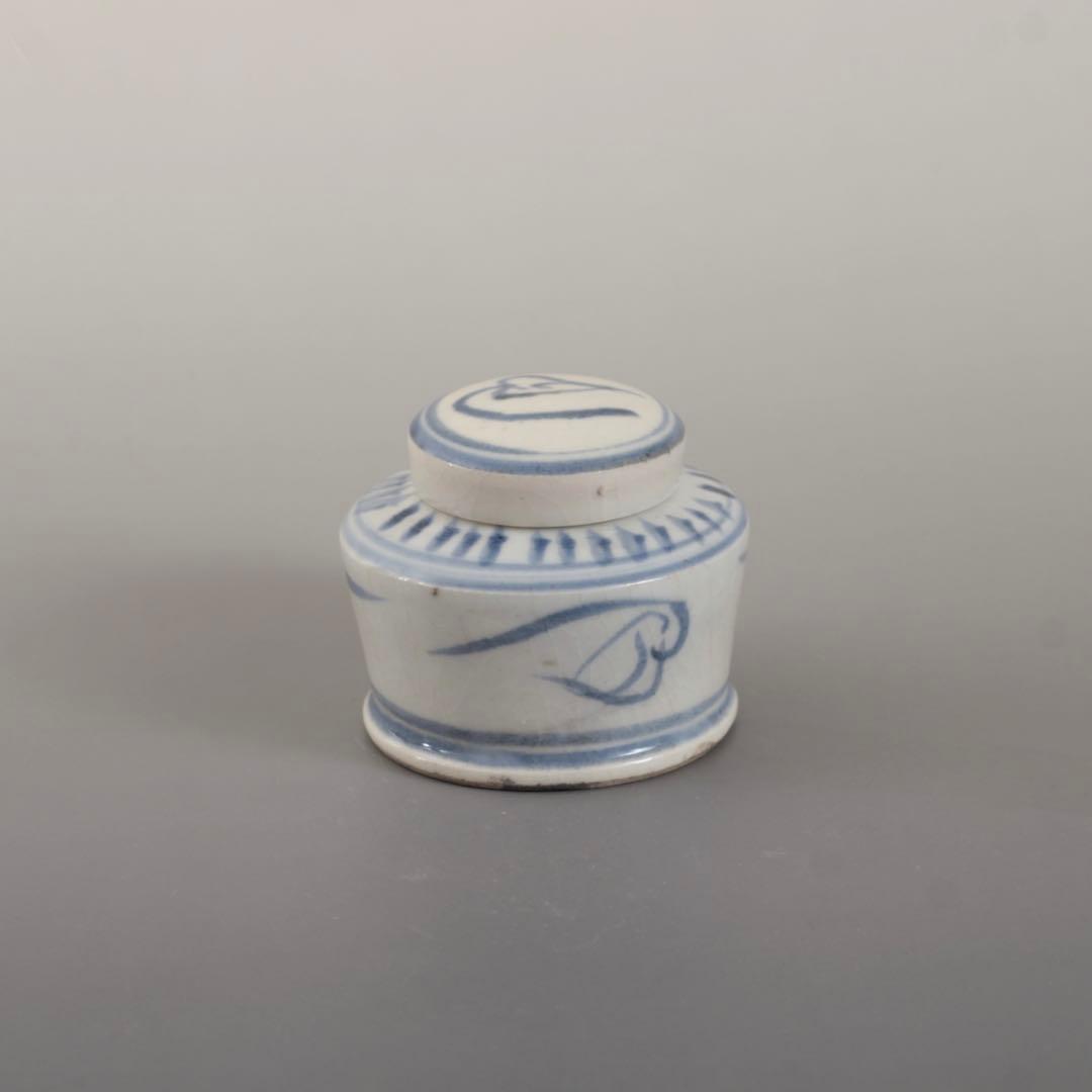 太白手 インク瓶 古道具 アンティーク 陶胎染付