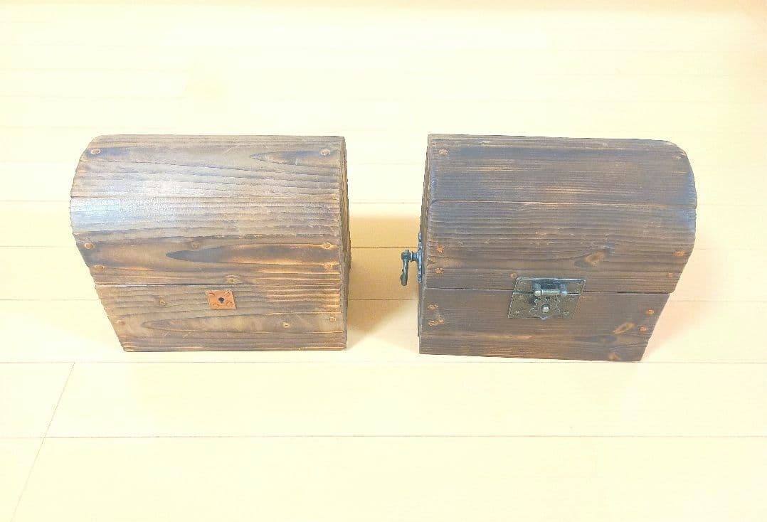 ドラクエ風の木製の古い宝箱☆ 木箱、トレジャーボックス、ジュエリーボックス