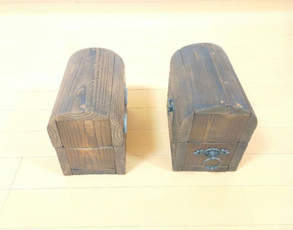 ドラクエ風の木製の古い宝箱☆ 木箱、トレジャーボックス、ジュエリーボックス