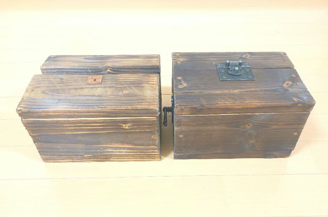 ドラクエ風の木製の古い宝箱☆ 木箱、トレジャーボックス、ジュエリーボックス