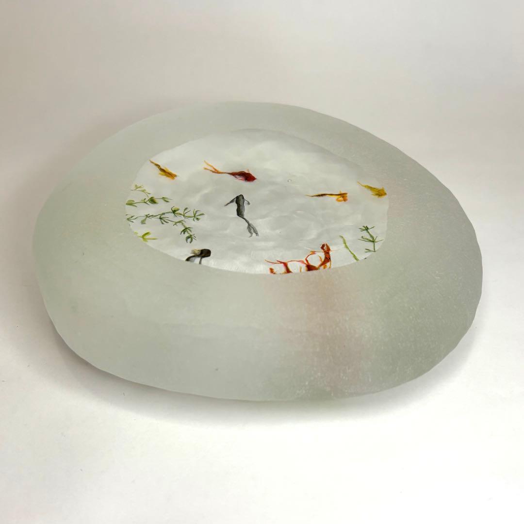 久保裕子さん作　ガラス　ザリガニ　魚　水草　ペーパーウェイト　文鎮　オブジェ