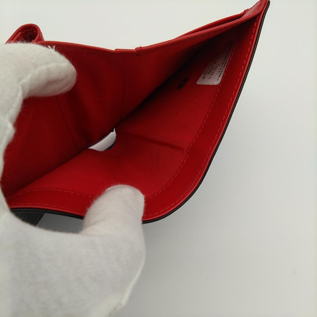 極美品 agnes b. アニエスベー 二つ折り財布 ブラック×レッド