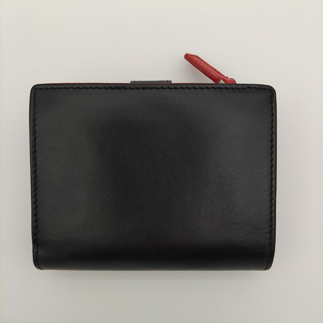 極美品 agnes b. アニエスベー 二つ折り財布 ブラック×レッド