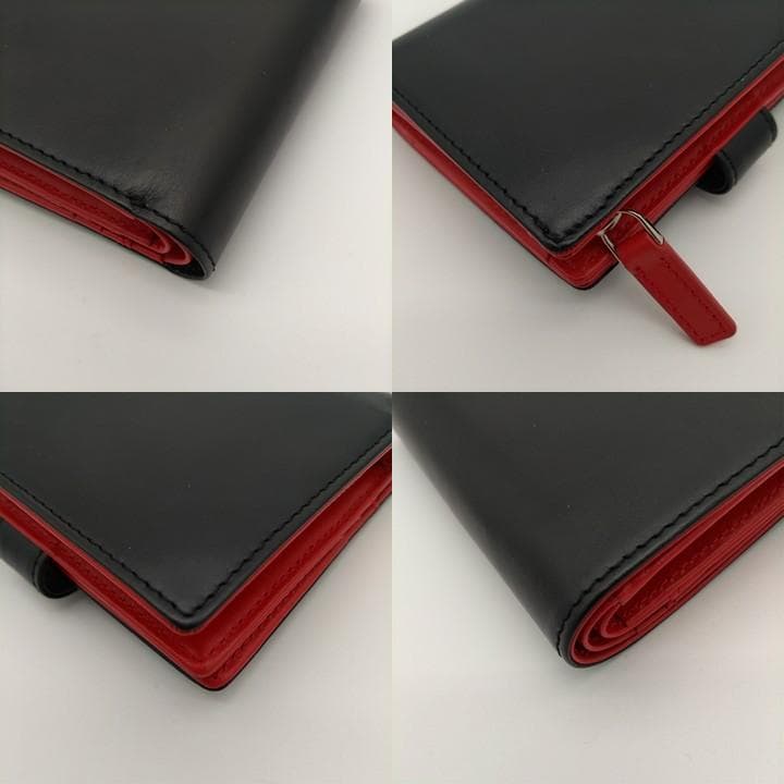 極美品 agnes b. アニエスベー 二つ折り財布 ブラック×レッド