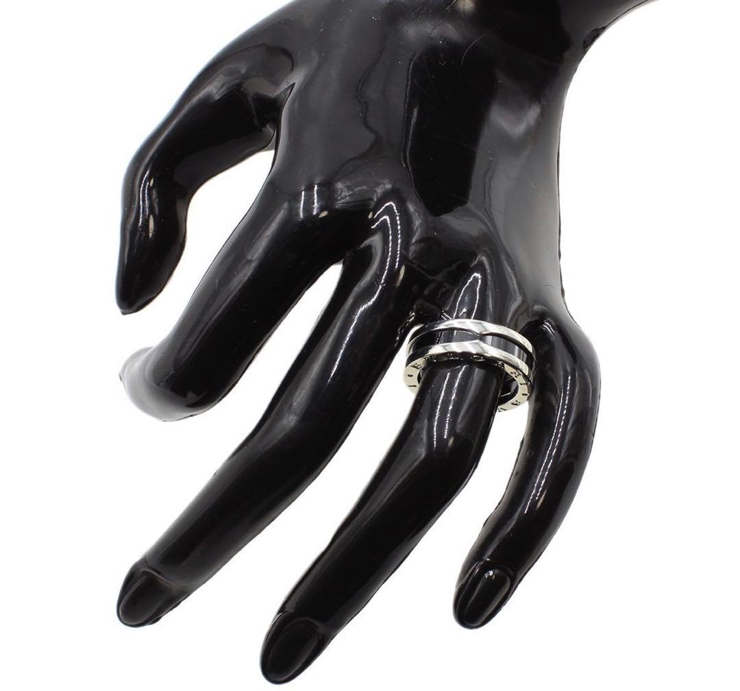 R2786 ブルガリ #53 SV925×黒セラミック B-zeroリング　指輪