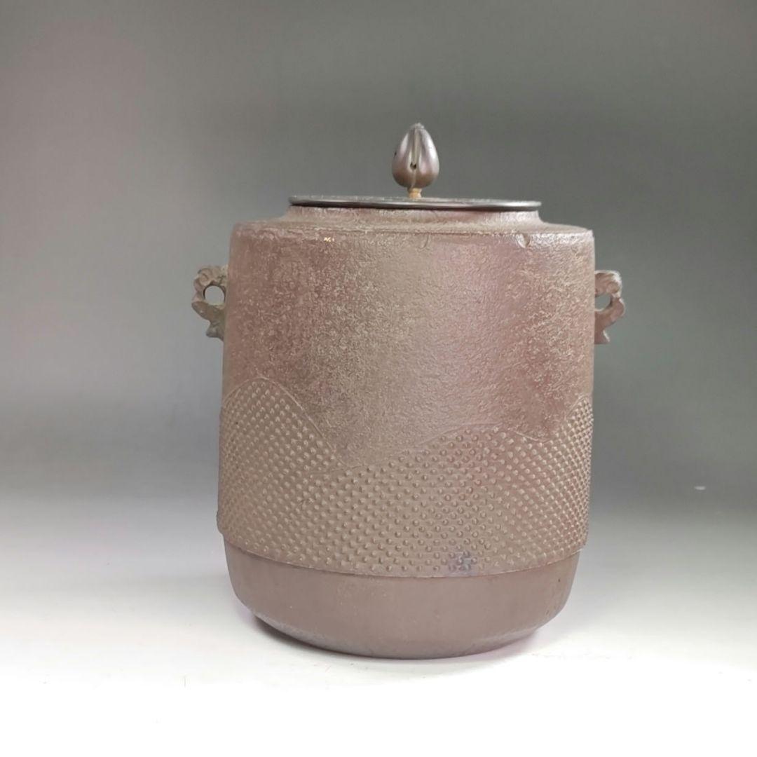 ウ240 茶釜『釜師　菊地正直』『鵬雲斎好写　遠山釜　鉄釜　共箱』茶道具