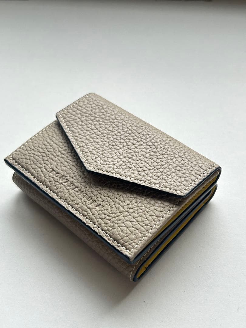 Bonaventura グレージュ×イエロー　レザー ミニ財布　美品