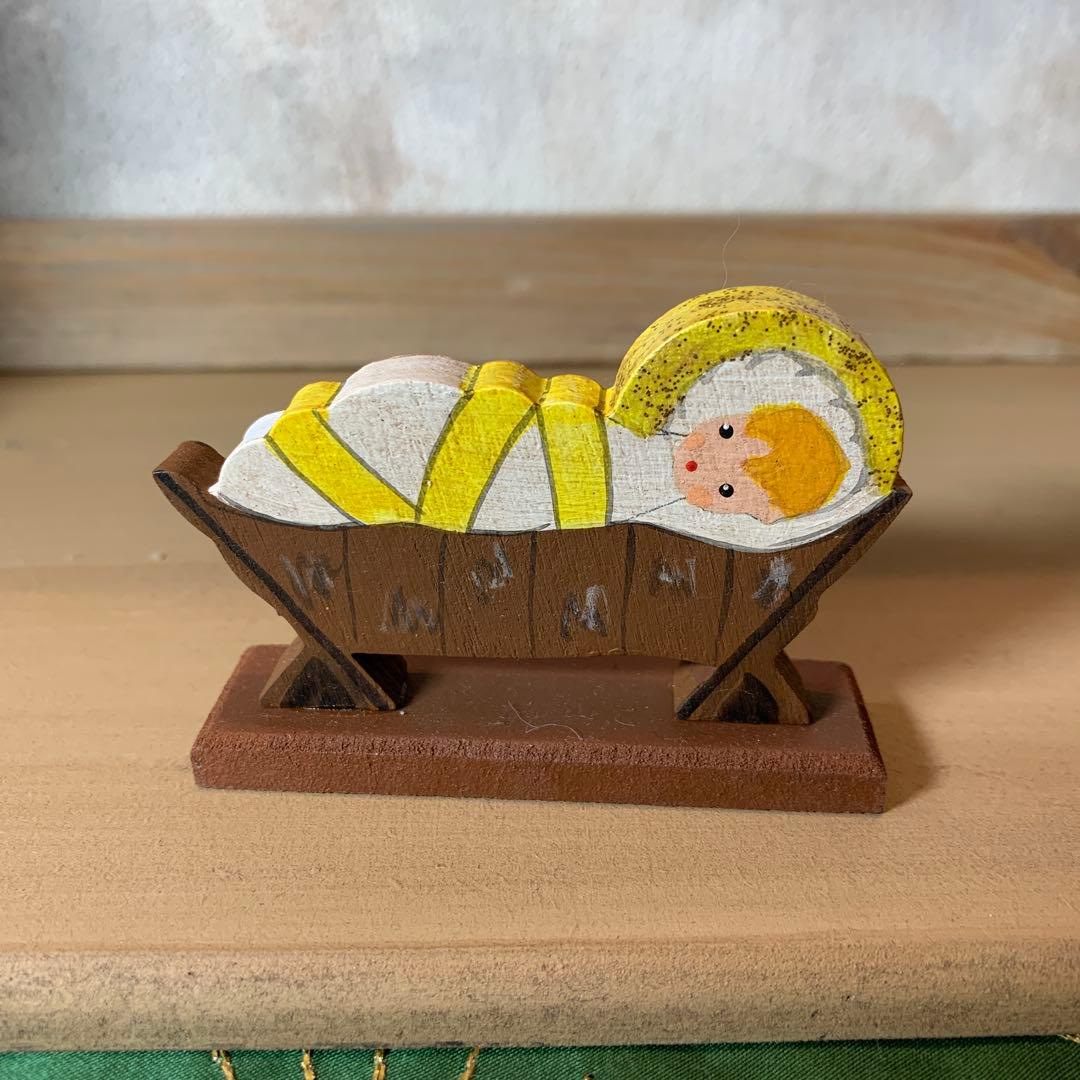 ドイツ製　木製人形　レアな大型のビンテージの手書きの￼可愛いクリッペ人形セット！