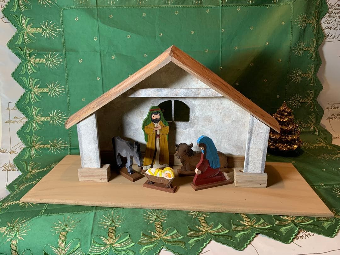 ドイツ製　木製人形　レアな大型のビンテージの手書きの￼可愛いクリッペ人形セット！