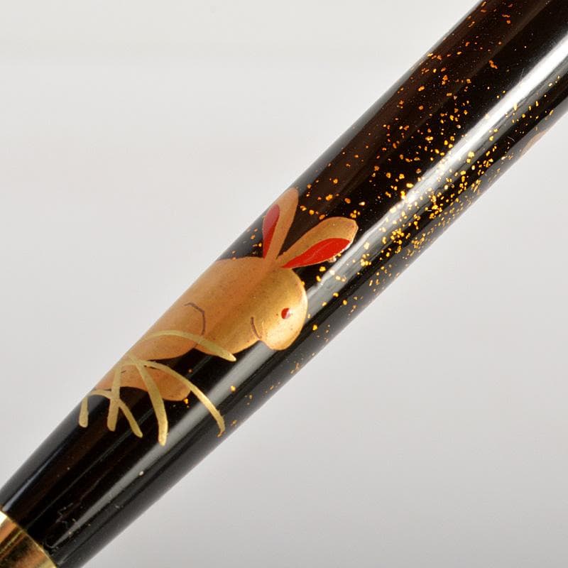 箔飾　高級　蒔絵兎文　ボールペン　木箱付　V　6024