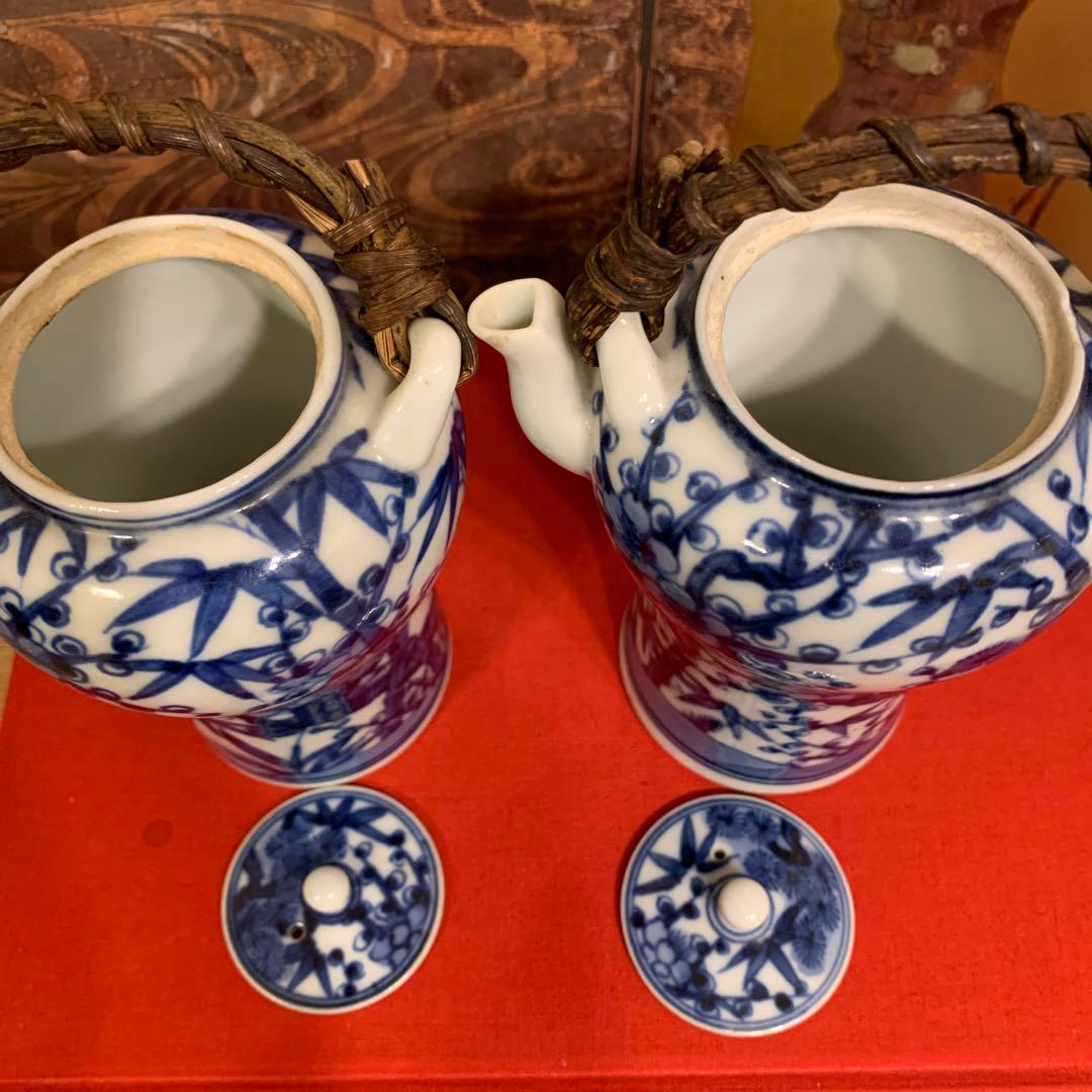 アンティーク　染附 酒注一对 古藤手 珍品 60