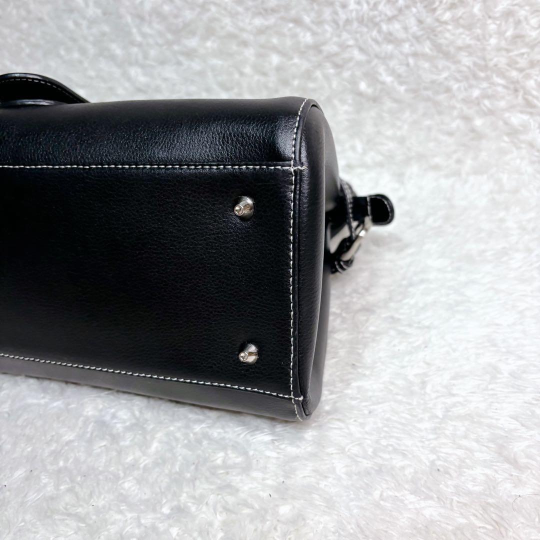 未使用級 濱野 HAMANO 本革 ハンドバッグ 黒 日本製 上品