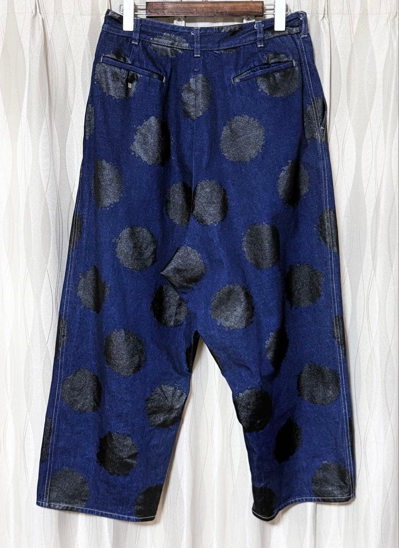 じ*ん様 Y's‥‥ ワイズビー ヨウジヤマモトドット柄プリントデニムサルエルパ