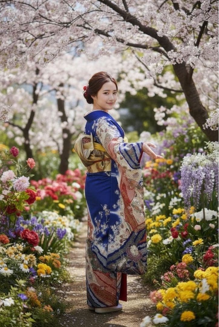 振袖フルセット✨振袖、帯、帯揚げ、帯締め、半衿用リボン、重ね襟の６点セット✨