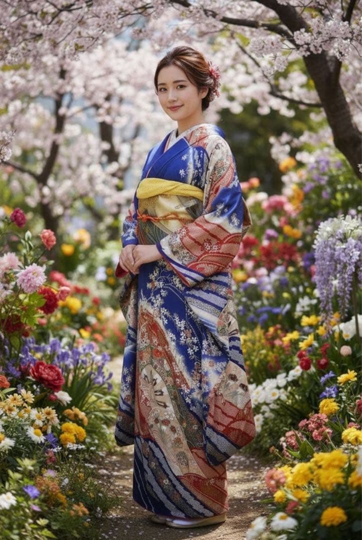 振袖フルセット✨振袖、帯、帯揚げ、帯締め、半衿用リボン、重ね襟の６点セット✨