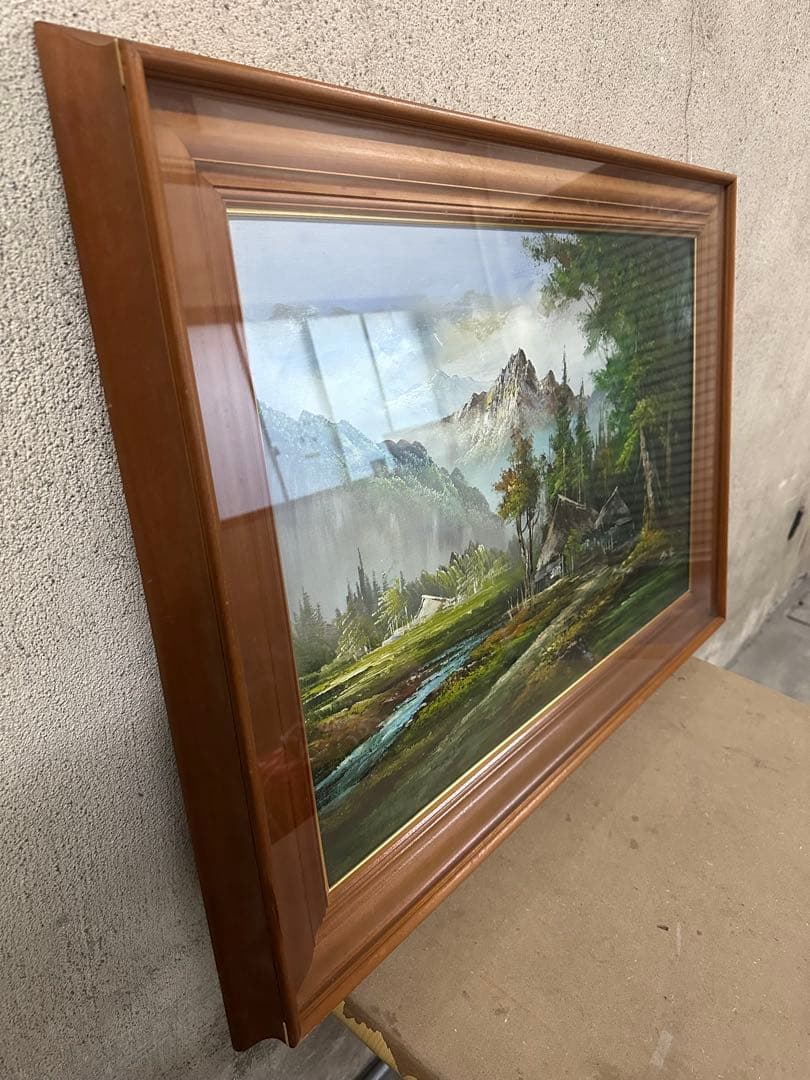 アンティーク 大型 山水 風景画 油彩画 油絵 壁掛け 額有絵画 アート 芸術