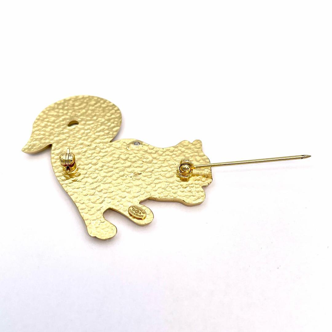 訳あり シャネル ココマーク ブローチ リス エナメル GP ゴールド 05A