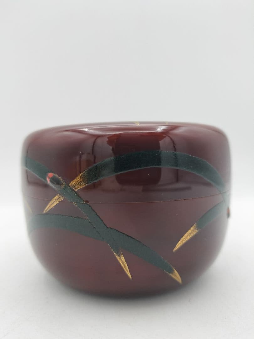 b893【新品・未使用】平棗 溜塗　蛍 前田清峰 木箱 茶道具