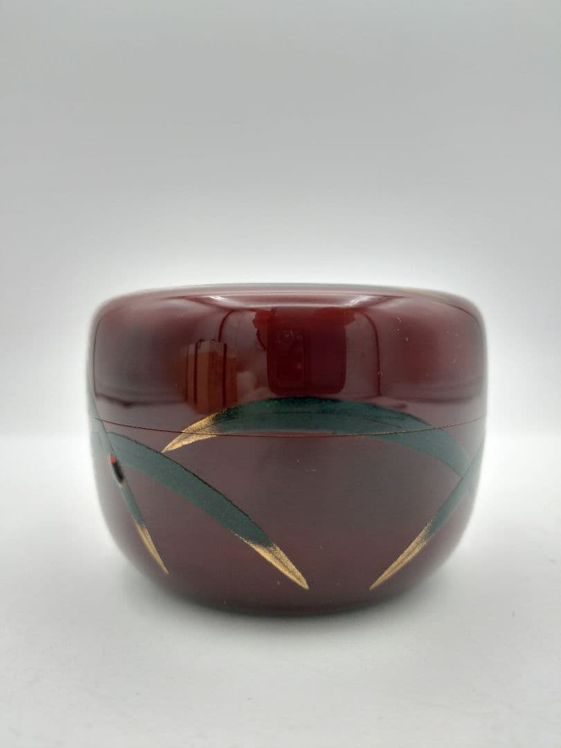 b893【新品・未使用】平棗 溜塗　蛍 前田清峰 木箱 茶道具