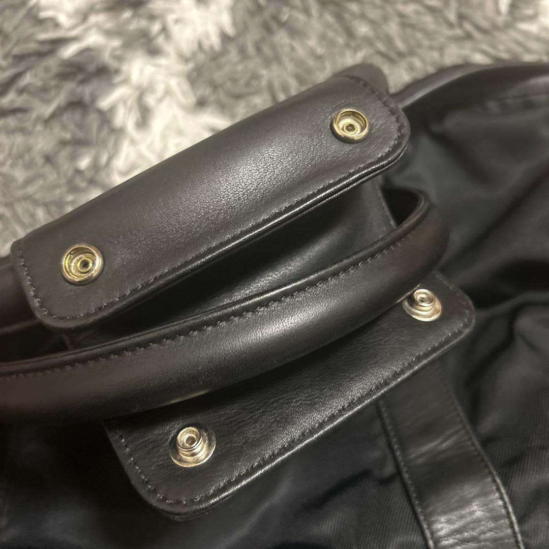 coach ボストンバッグ 黒 ナイロン レザー