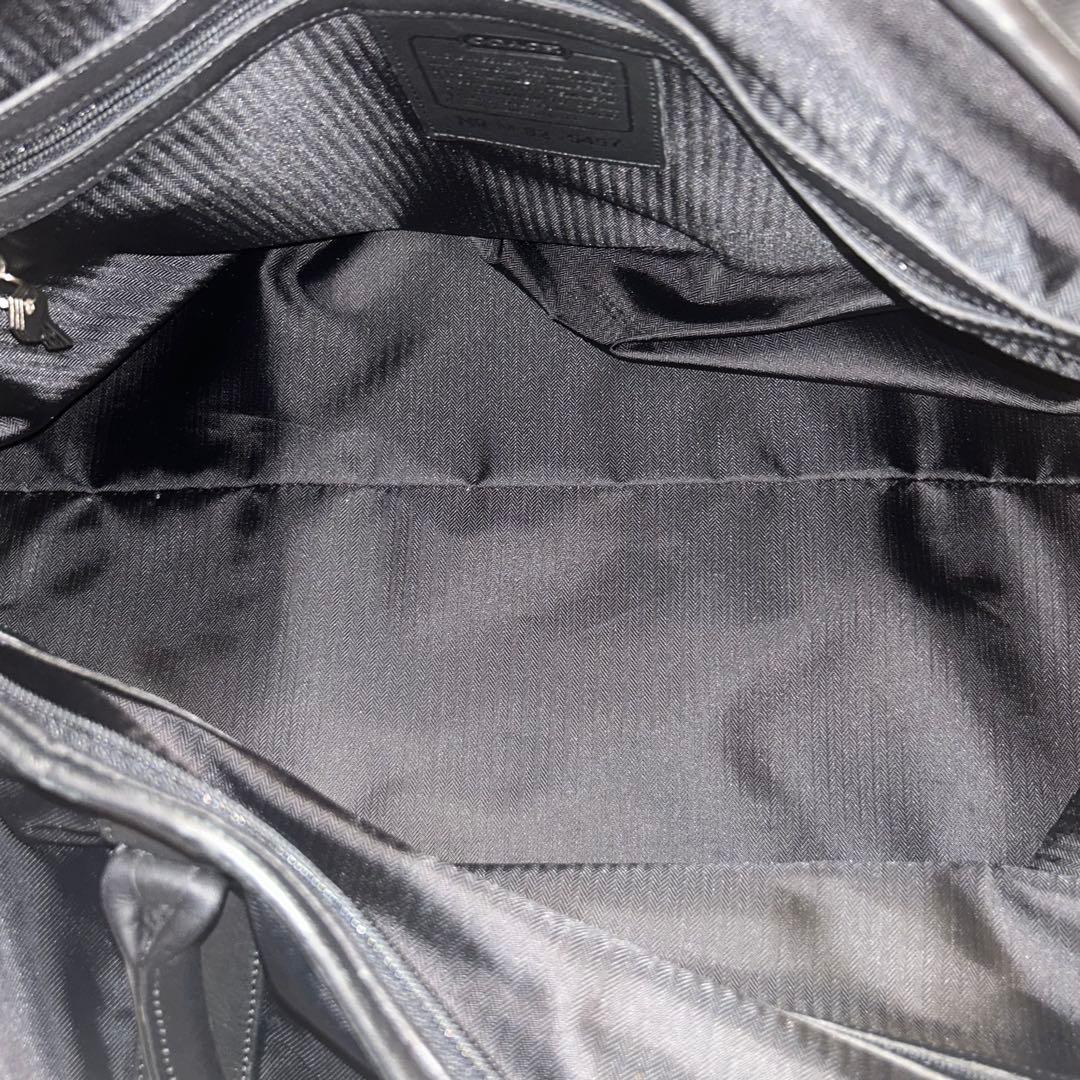 coach ボストンバッグ 黒 ナイロン レザー