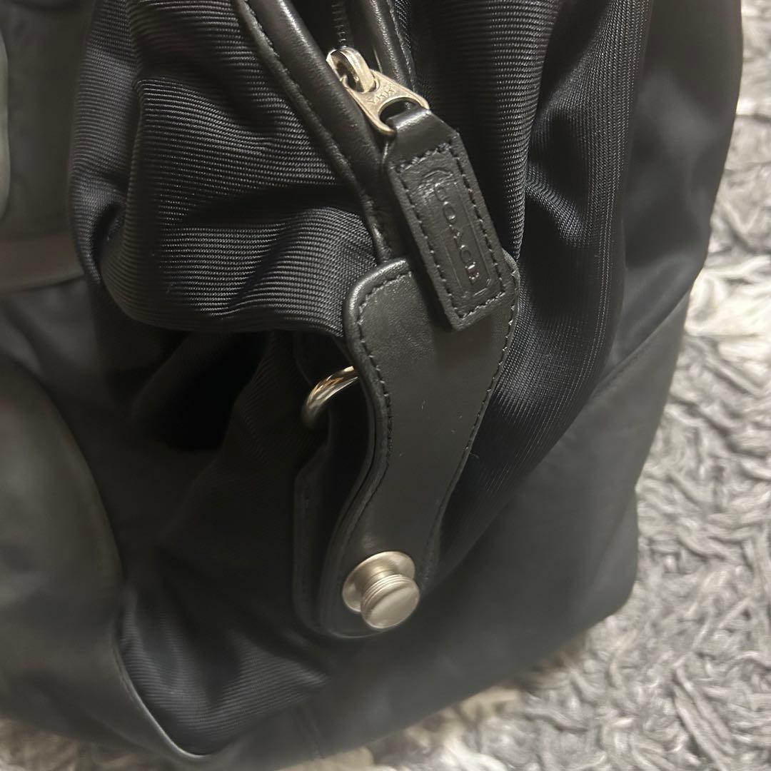 coach ボストンバッグ 黒 ナイロン レザー
