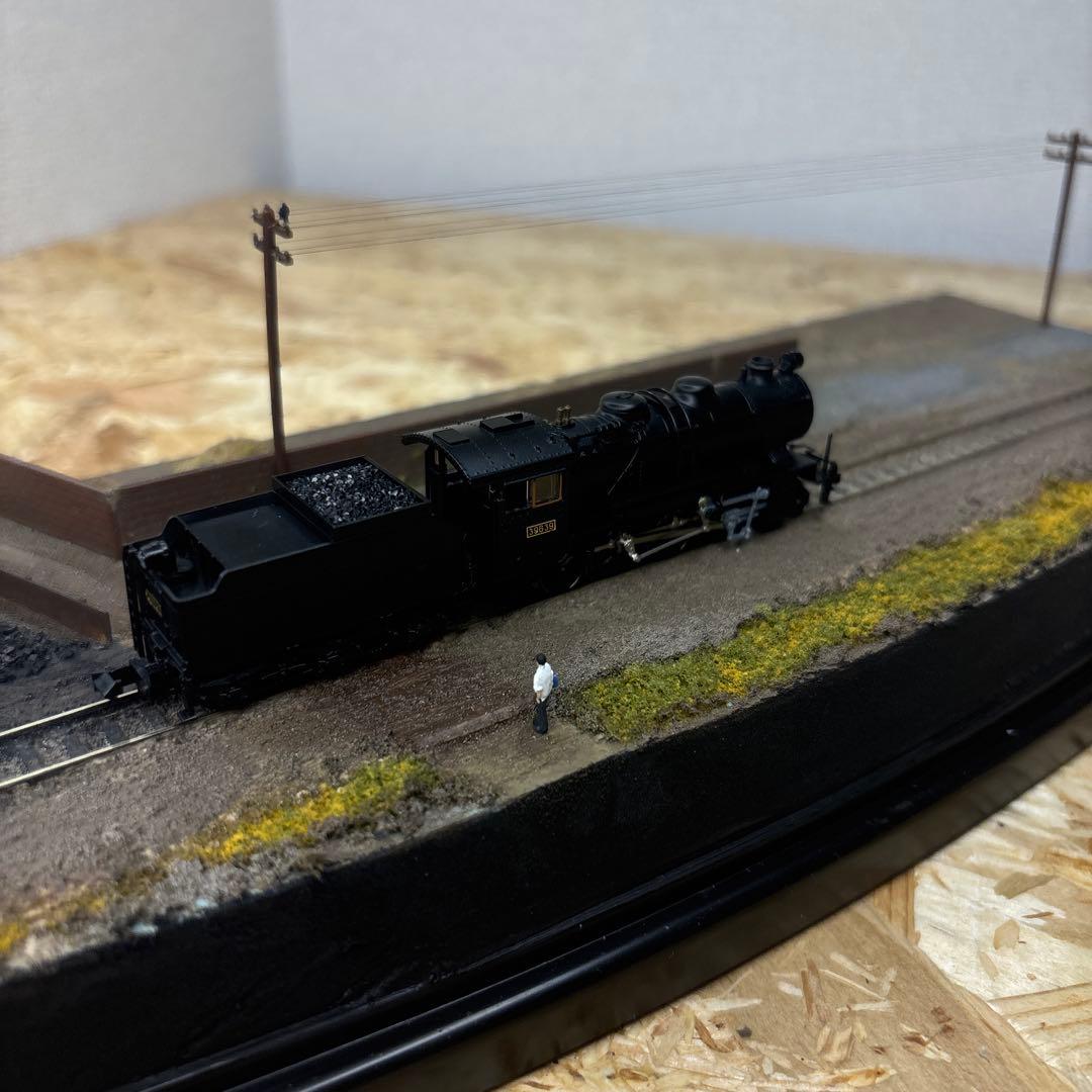 【ケースあり】Nゲージ保管用ジオラマ 撮影背景 -晩秋の機関区脇線ベース-