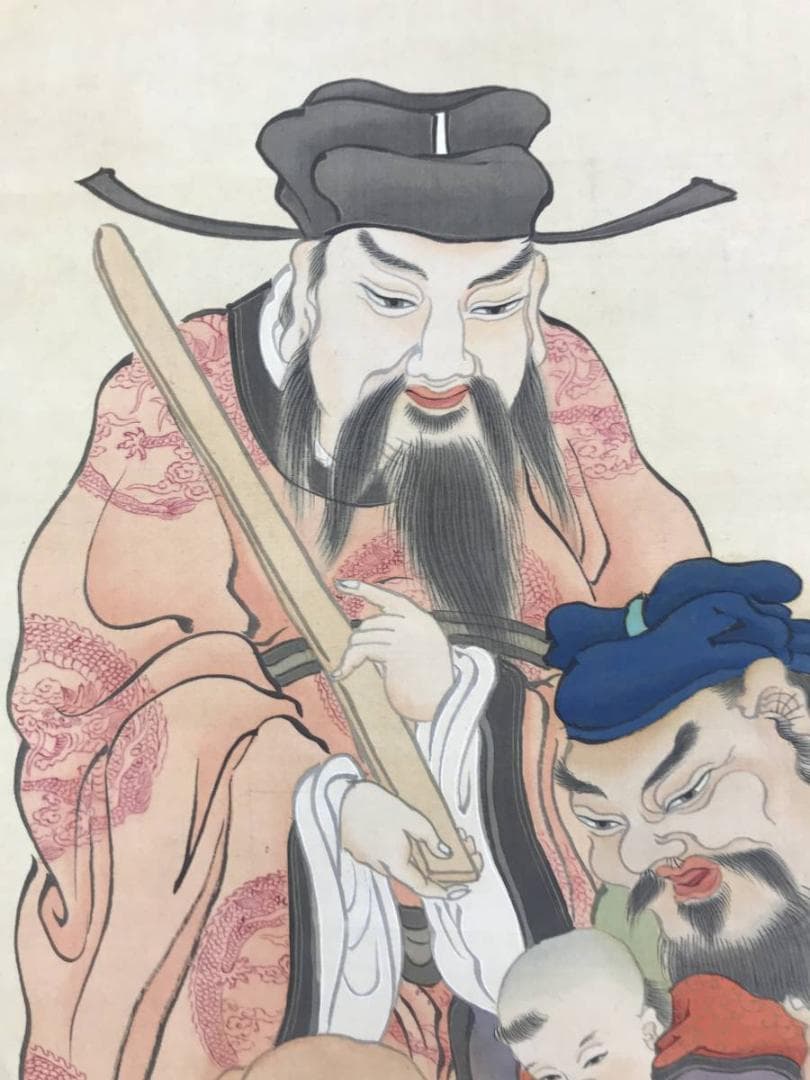 真作/小山雲泉/名は袁榮/三聖人図/人物図/掛軸☆宝船☆AE-270