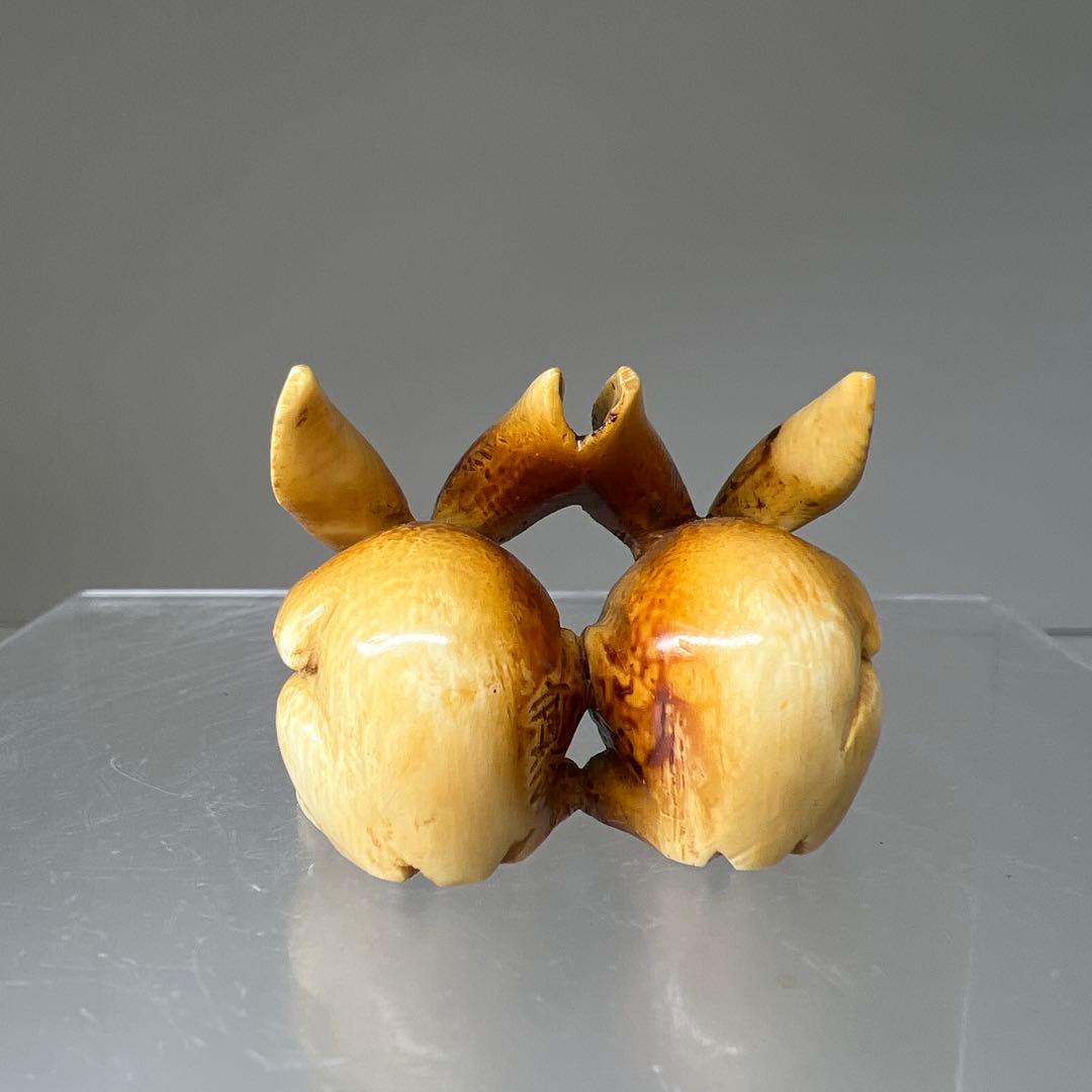 極上寛公銘　ウサギ根付　23g 東Y8-0114☆2F